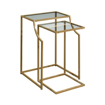 Picture of Sauder International Lux Nesting Side Tables, 27inH x 19-1/2inW x 19-1/2inD, Clear/Gold, Set Of 2 Tables