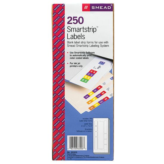 Picture of Smead SmartStrip End-Tab Labeling System, 66006, Pack Of 250 Labels