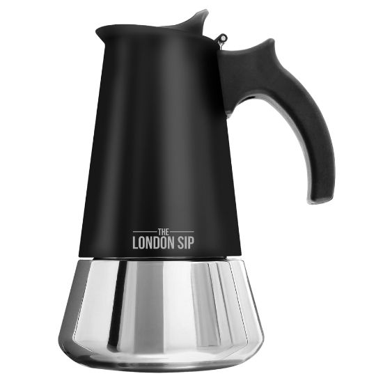 Picture of Escali London Sip 10-Cup Stovetop Espresso Maker, Matte Black/Stainless Steel