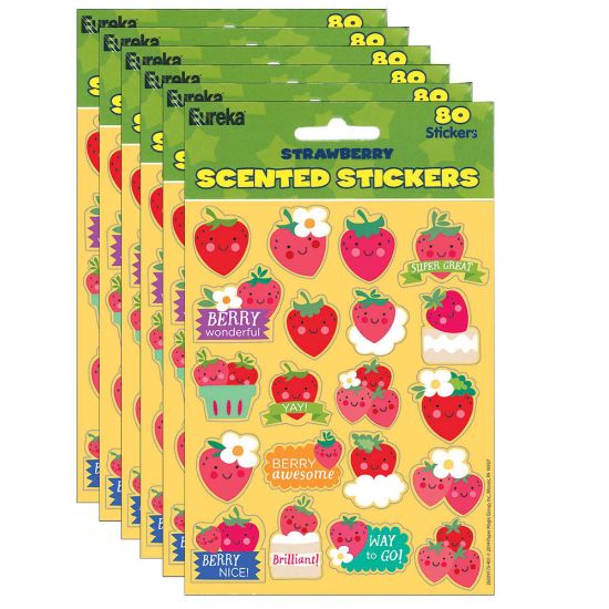 Picture of Eureka Scented Stickers, Strawberry, 80 Stickers Per Pack, Set Of 6 Packs