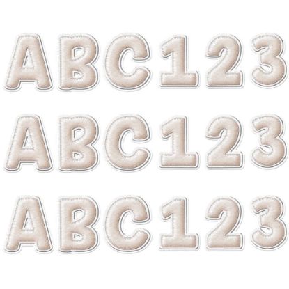 Picture of Eureka 4in Deco Letters, A Close-Knit Class Cream Felt, 179 Letters Per Pack, Set Of 3 Packs