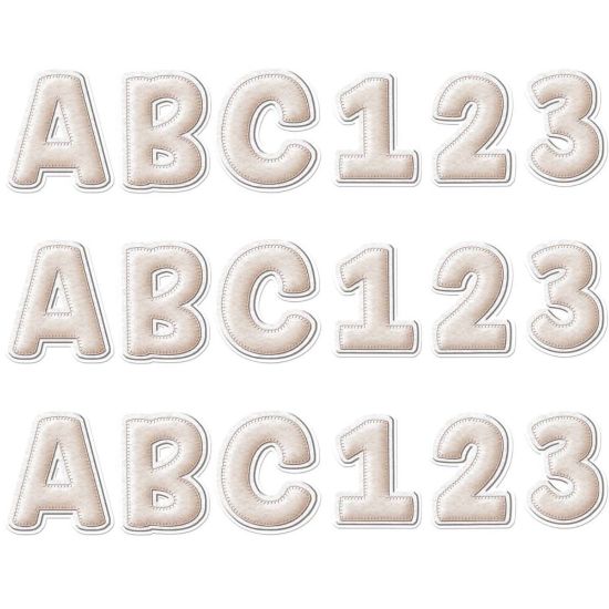 Picture of Eureka 4in Deco Letters, A Close-Knit Class Cream Felt, 179 Letters Per Pack, Set Of 3 Packs