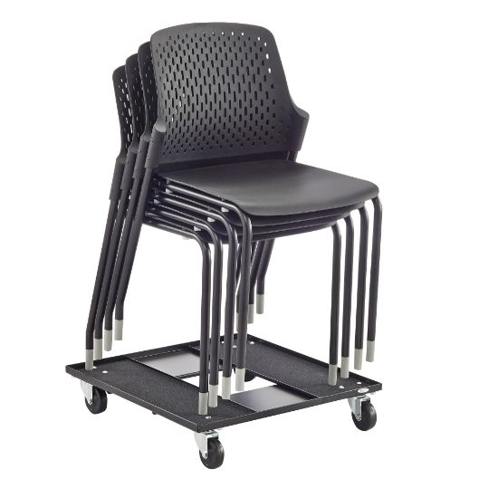 Picture of Safco Next Plastic Seat, Plastic Back Stacking Chair, 18 1/2in Seat Width, Black Seat/Black Frame, Quantity: 4