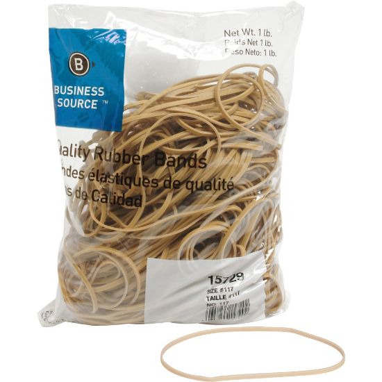 Picture of Business Source Quality Rubber Bands - Size: #117B - 7in Length x 0.1in Width - Sustainable - 200 / Pack - Rubber - Crepe