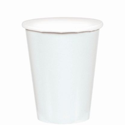 Picture of Amscan 68015 Solid Paper Cups, 9 Oz, White, 20 Cups Per Pack, Case Of 6 Packs