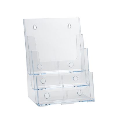 Picture of Azar Displays 3-Tier 3-Pocket Plastic Brochure Holder, Letter Size, 13-1/4inH x 9inW x 6inD, Clear