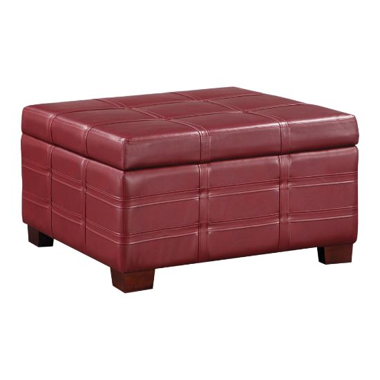 Picture of Office Star Detour Strap Square Storage Ottoman, Crimson Red