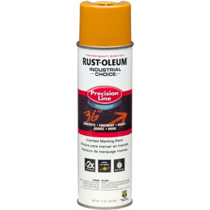 Picture of Rust-Oleum Industrial Choice M1800 System Water-Based Precision Line Inverted Marking Paint, 17 Oz, Caution Yellow, Pack Of 12 Cans