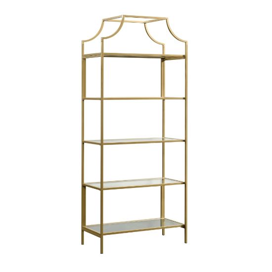 Picture of Sauder International Lux 71inH 5-Shelf Bookcase, Satin Gold