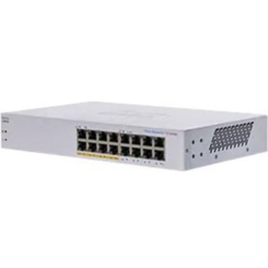 Picture of Cisco 110 CBS110-16PP Ethernet Switch - 16 Ports - 2 Layer Supported - 11.41 W Power Consumption - 64 W PoE Budget - Twisted Pair - PoE Ports - Desktop, Wall Mountable, Rack-mountable - Lifetime Limited Warranty