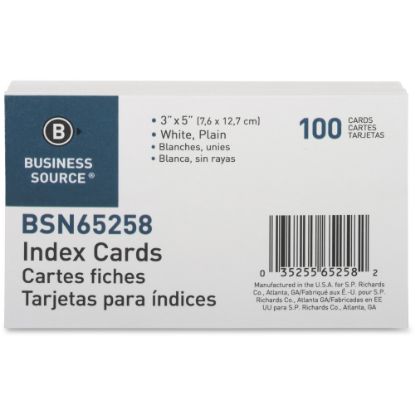 Picture of Business Source Plain Index Cards - 5in Width x 3in Length - 100 / Pack