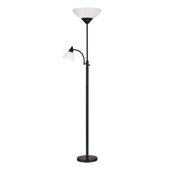 Picture of Adesso Piedmont 300W Torchiere with Reading Light, 71inH, White Shade/Black Base