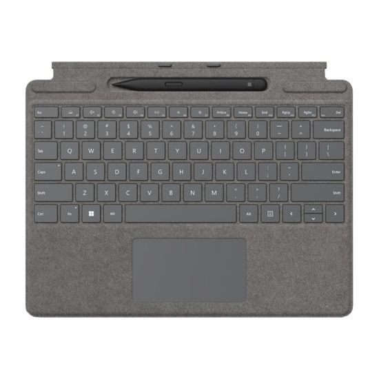 Picture of Microsoft Surface Pro Signature Keyboard - Keyboard - with touchpad, accelerometer, Surface Slim Pen 2 storage and charging tray - QWERTY - English - platinum - with Slim Pen 2 - for Surface Pro 8, Pro 9, Pro X