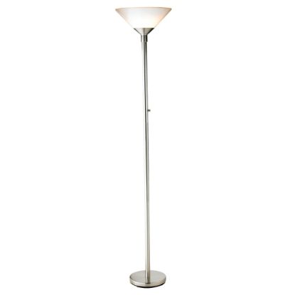 Picture of Adesso Aries 300W Torchiere Floor Lamp, 73inH, White Shade/Silver Base