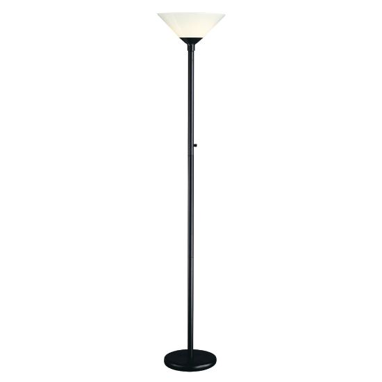 Picture of Adesso Aries 300W Torchiere Floor Lamp, 73inH, White Shade/Black Base