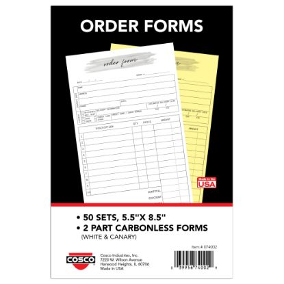 Picture of COSCO Order Form Book, 2-Part Carbonless, 8-1/2in x 5-1/2in, Watercolor, Book Of 50 Sets