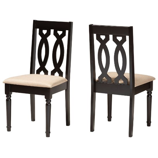 Picture of Baxton Studio Cherese Dining Chairs, Dark Brown/Sand, Set Of 2 Chairs