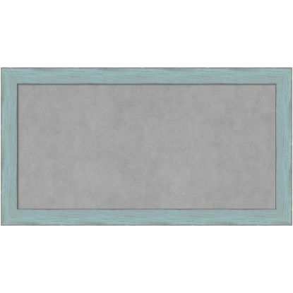 Picture of Amanti Art Magnetic Bulletin Board, Steel/Aluminum, 26in x 14in, Sky Blue Rustic Wood Frame