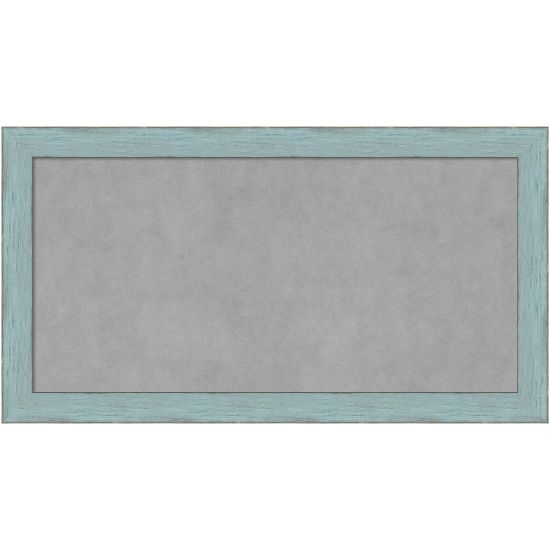 Picture of Amanti Art Magnetic Bulletin Board, Steel/Aluminum, 26in x 14in, Sky Blue Rustic Wood Frame