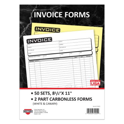 Picture of COSCO Invoice Form Book With Slip, 2-Part Carbonless, 8-1/2in x 11in, Business, Book Of 50 Sets