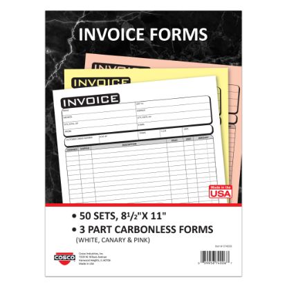 Picture of COSCO Invoice Form Book With Slip, 3-Part Carbonless, 8-1/2in x 11in, Business, Book Of 50 Sets