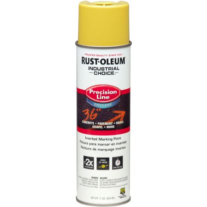 Picture of Rust-Oleum Industrial Choice M1800 System Water-Based Precision Line Inverted Marking Paint, 17 Oz, High-Visibility Yellow, Pack Of 12 Cans