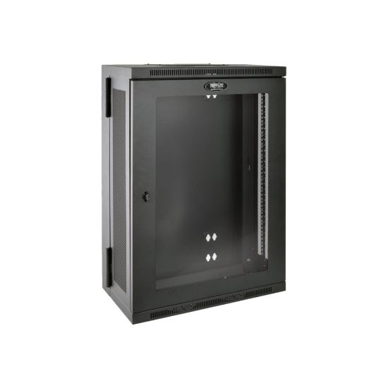 Picture of Tripp Lite 18U Wall Mount Rack Enclosure Hinged 13in Depth w Acrylic Window - For LAN Switch, Patch Panel - 18U Rack Height x 19in Rack Width - Wall Mountable - Black Powder Coat - Acrylic, Steel