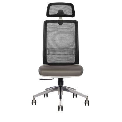 Picture of Sinfonia Sing Ergonomic Mesh/Fabric High-Back Task Chair With Antimicrobial Protection, Armless, Headrest, Black/Gray/White