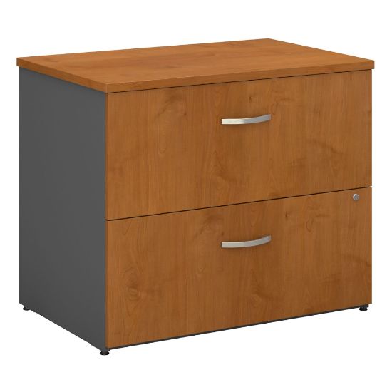 Picture of Bush Business Furniture Components 35-2/3inW x 23-3/10inD Lateral 2-Drawer File Cabinet, Natural Cherry/Graphite Gray, Premium Installation