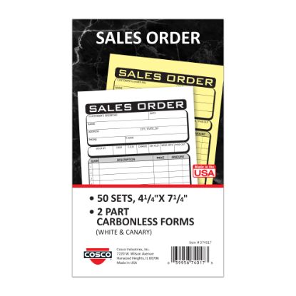 Picture of Cosco Sales Order Form Book Sets With Slips, 4-1/4in x 7-1/4in, 2-Part Carbonless, Pack Of 50 Sets