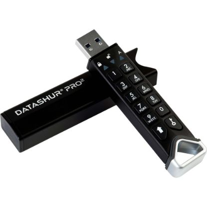 Picture of iStorage datAshur PRO2 32 GB | Secure Flash Drive | FIPS 140-2 Level 3 Certified | Password protected | Dust/Water-Resistant | IS-FL-DP2-256-32 - 32 GB - USB 3.2 (Gen 1) Type A - 168 MB/s Read Speed - 116 MB/s Write Speed - Black - 256-bit AES