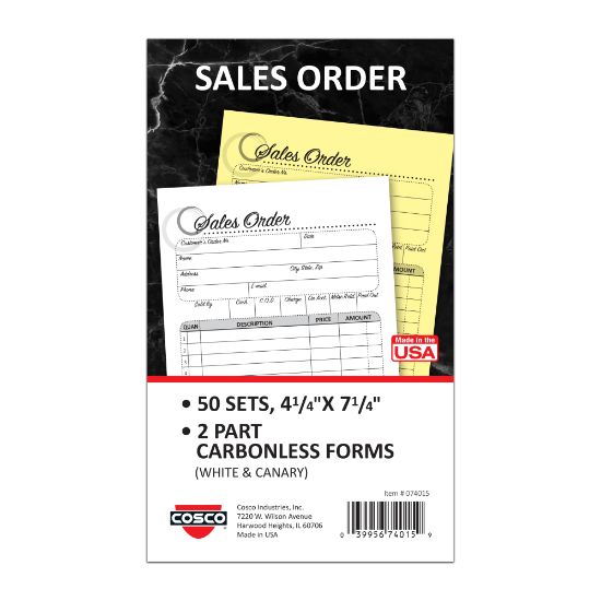 Picture of COSCO Sales Order Form Book With Slip, 2-Part Carbonless, 4-1/4in x 7-1/4in, Artistic, 50 Sets