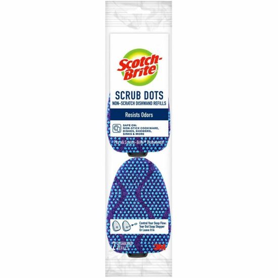 Picture of Scotch-Brite Scrub Dots Dishwand Refill - 3.5in Width x 4.4in Length - 14/Carton - Blue