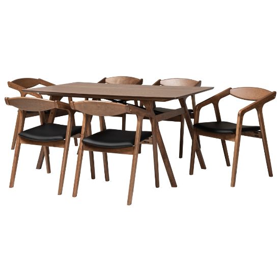 Picture of Baxton Studio Harland 7-Piece Dining Set, Black/Walnut