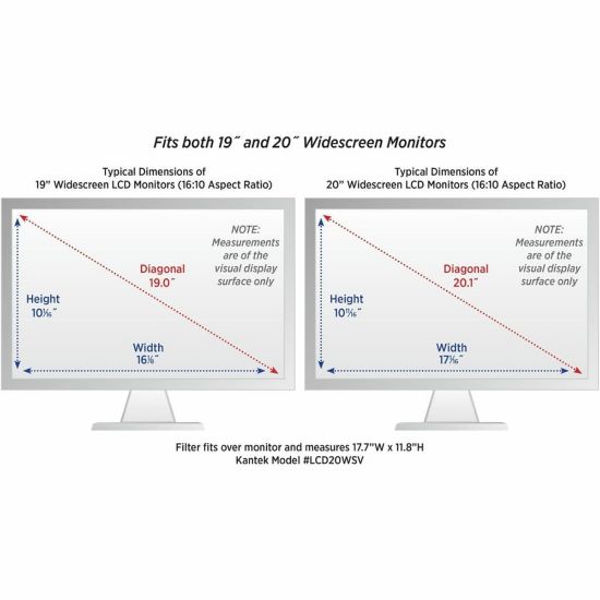 Picture of Kantek LCD Privacy Antiglare Wide-screen Filter Silver - For 20in Widescreen - Scratch Resistant - Anti-glare - 1