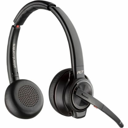 Picture of Poly Savi 8220 UC Microsoft Teams Certified DECT 1920-1930 MHz USB-A Headset - Stereo - Wireless - Bluetooth/DECT - 590.6 ft - 20 Hz - 20 kHz - On-ear, Over-the-head - Binaural - Ear-cup - Omni-directional, Noise Cancelling Microphone