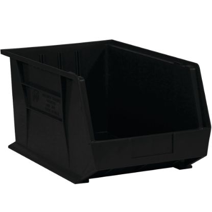 Picture of Partners Brand Plastic Stack & Hang Bin Boxes, Small Size, 5 3/8in x 4 1/8in x 3in, Black, Pack Of 24