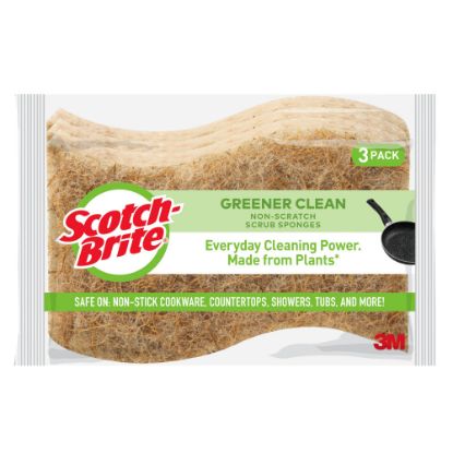 Picture of Scotch-Brite Greener Clean Natural Fiber Non-Scratch Scrub Sponge, Pack Of 3