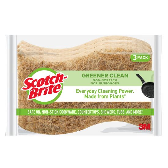 Picture of Scotch-Brite Greener Clean Natural Fiber Non-Scratch Scrub Sponge, Pack Of 3