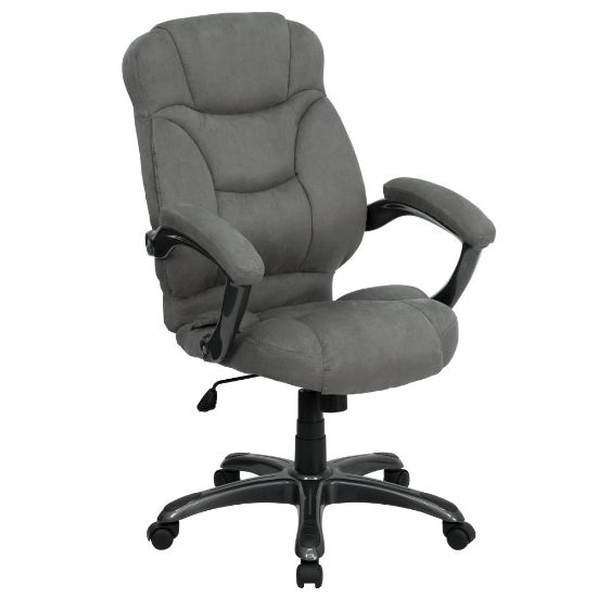 Picture of Flash Furniture Ergonomic Microfiber High-Back Chair, Gray/Black/Titanium