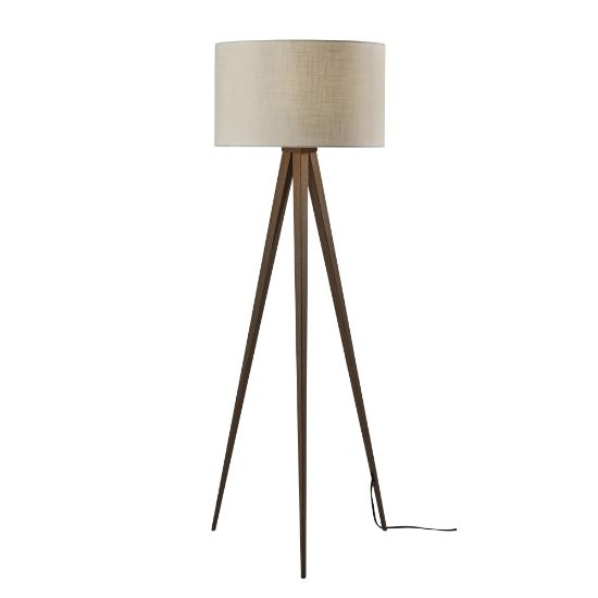 Picture of Adesso Director Floor Lamp, 62-1/4inH, Off-White Shade/Rosewood Base