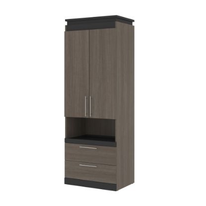 Picture of Bestar Orion 30inW Storage Cabinet With Pull-Out Shelf, Bark Gray/Graphite