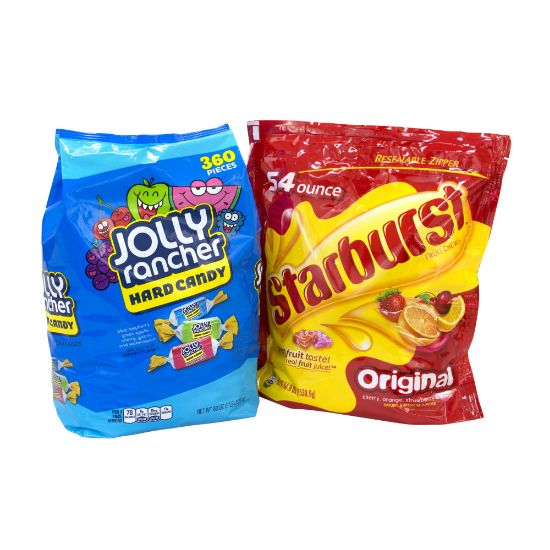 Picture of Jolly Rancher/Starburst JOLLY-BURST Chewy And Hard Candy Party Assortment, 134.4 Oz, Pack Of 2 Bags