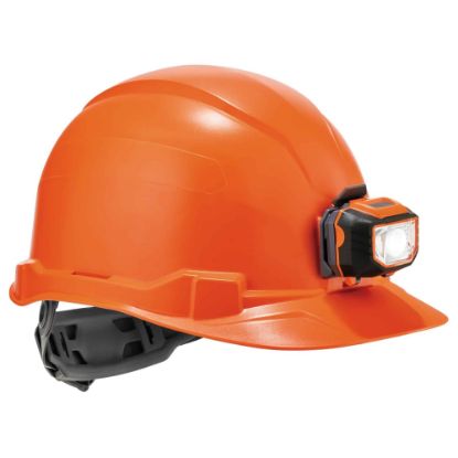 Picture of Ergodyne Skullerz 8970LED Class E Cap-Style Hard Hat And LED Light With Ratchet Suspension, Orange