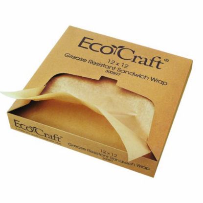 Picture of Bagcraft Papercon EcoCraft Grease-Resistant Paper Wrap/Liner, 12in x 12in, Natural, 1,000 Sheets Per Box, Case Of 5 Boxes