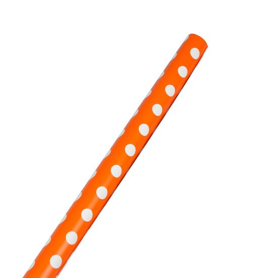 Picture of JAM Paper Wrapping Paper, Polka Dot, 25 Sq Ft, Orange & White