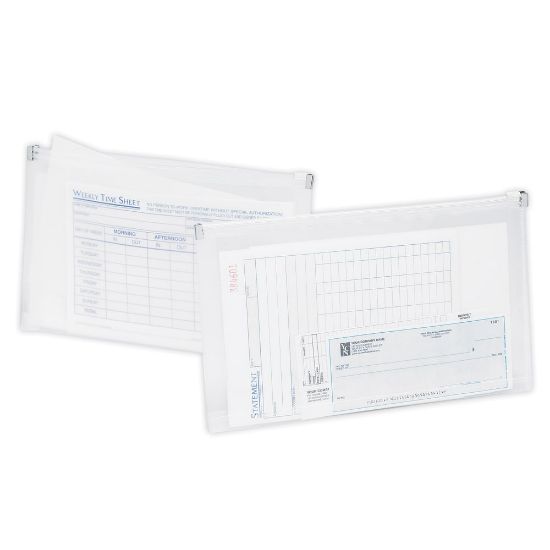 Picture of Office Depot Brand Transparent Zipper Envelopes, Check Size, 10.79in x 6.69in x 1.26in, Clear, Pack Of 3