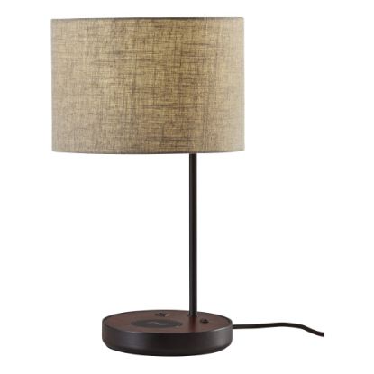 Picture of Adesso Oliver AdessoCharge Table Lamp, 19-1/2inH, Beige Shade/Black Base