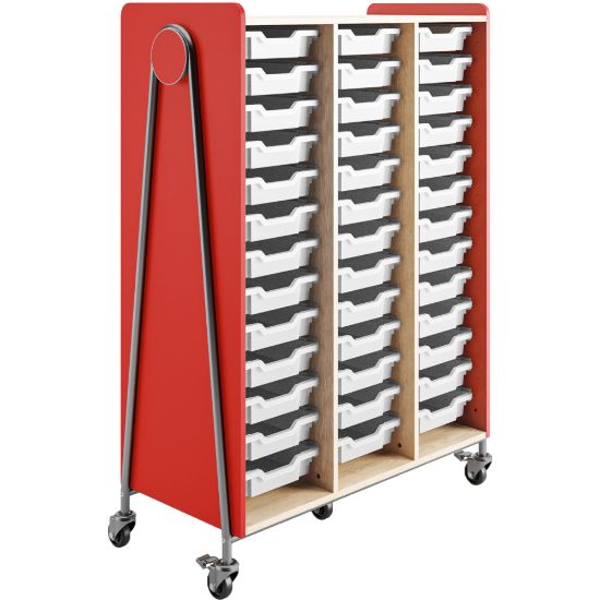 Picture of Safco Whiffle Triple-Column 39-Drawer Mobile Storage Cart, 60inH x 43-1/4inW x 19-3/4inD, Red