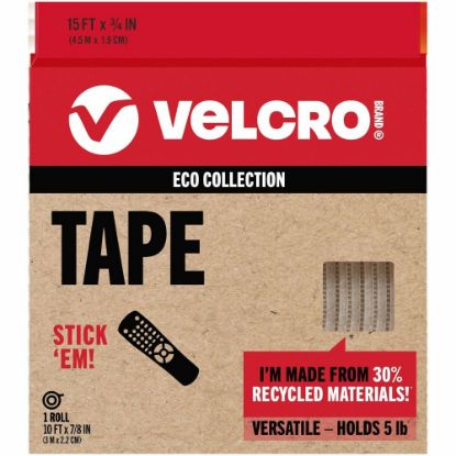 Picture of VELCRO Eco Collection Adhesive Backed Tape - 10 ft Length x 0.88in Width - 1 Each - White